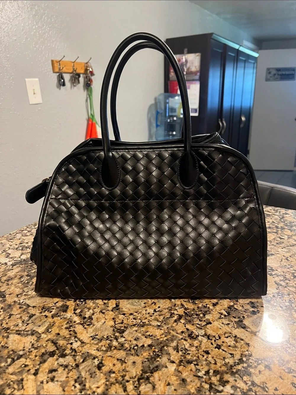 Urban Expressions Black Woven Satchel Tote - Picture 6 of 7
